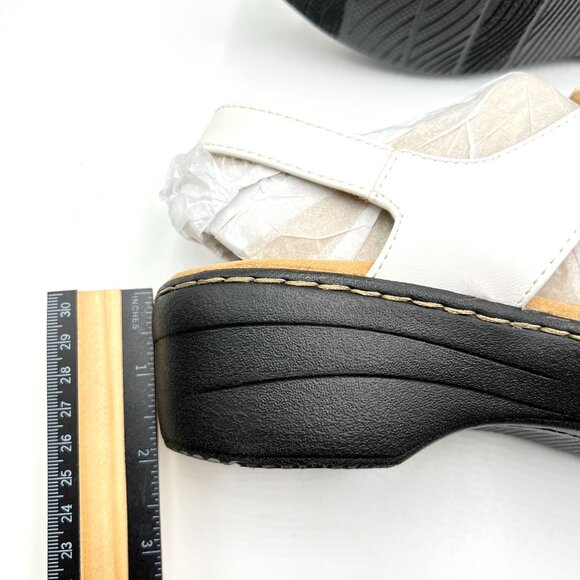 Clarks Womens Size 8.5 Merliah Sheryl White Leather Floral Wedge Sandals Shoes - Picture 13 of 14